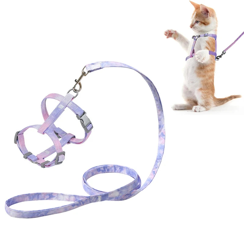 Cat Harness and Leash Set Adjustable Escape Proof Pet Harness for Kitten Outdoor Walking Cat Collar Lead Leash Pet Supplies