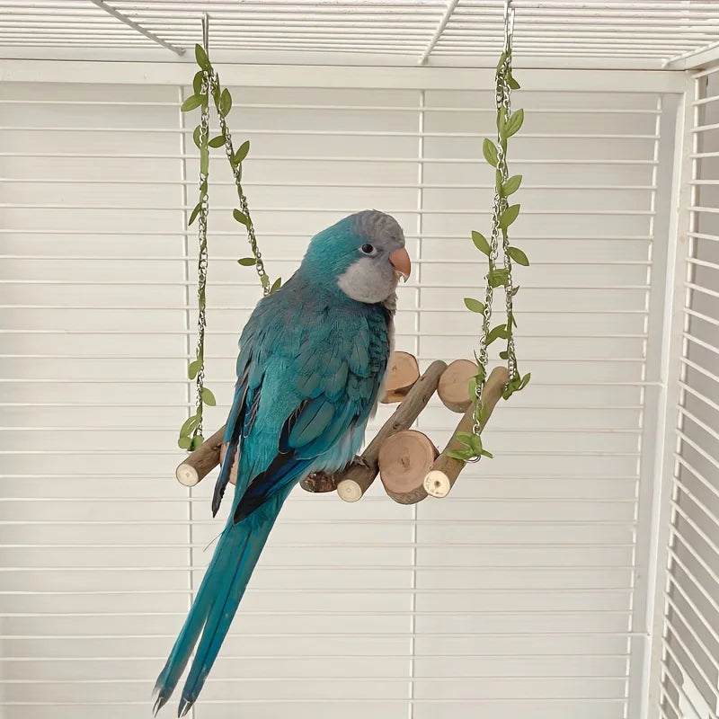 Natural Branch Bird Swing Parrot Toys Climbing Boardwalk Bird Toys Perched Bird Cage Accessories Swing Toy