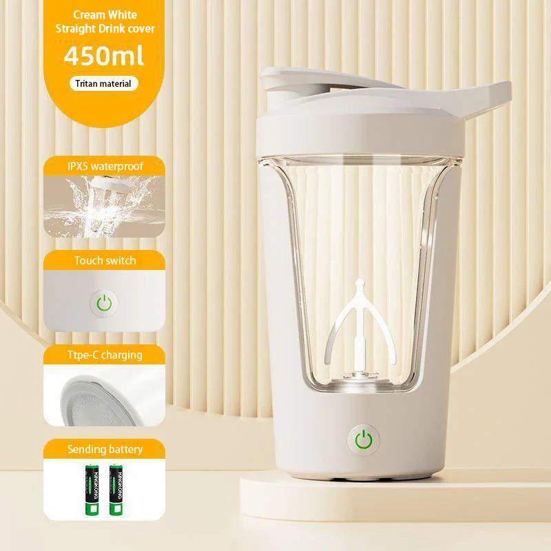 USB Shaker Cup – 450ml Rechargeable Electric Protein & Meal Replacement Mixer for Gym & Travel