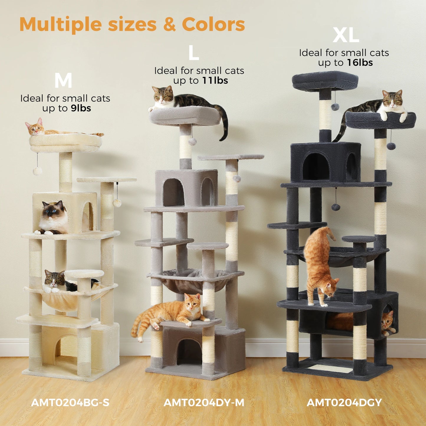 184cm Large Cat Tree and Tower for Indoor Cats With Scratching Posts and Spacious Hammocks