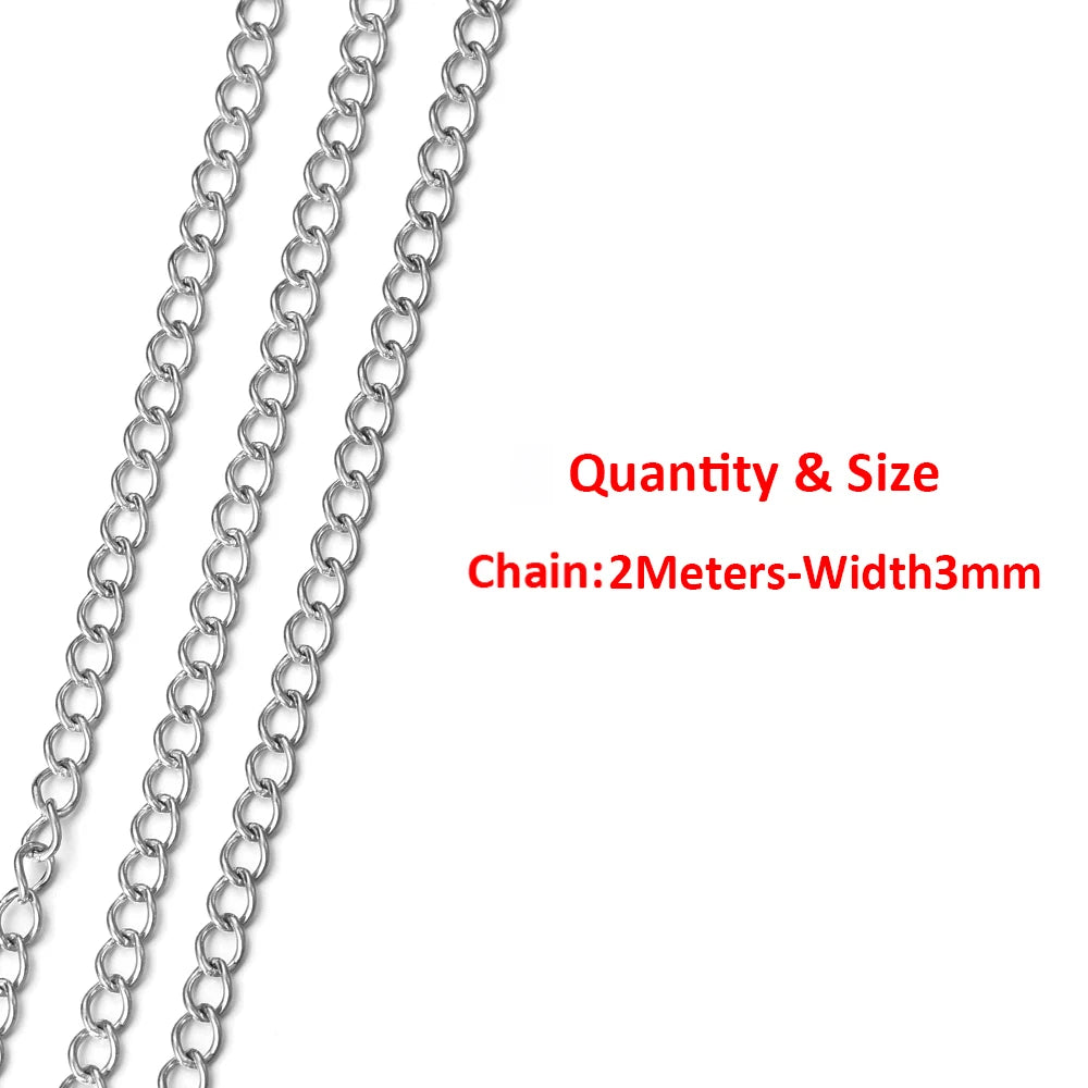 2 Meters/1 Meter High Quality Gold Color Stainless Steel Chain for DIY Jewelry Making