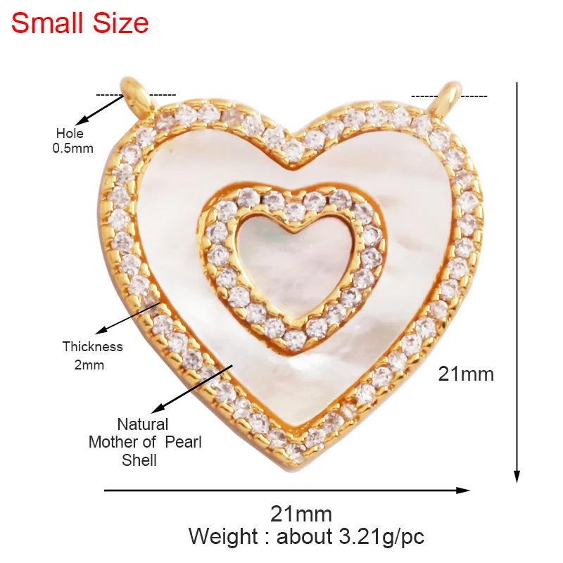 Classics Love Heart Star Zircon Focal Charm Pendant 18K Gold Plated Shell Pearl Jewelry