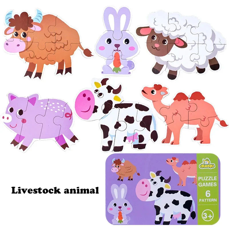 Baby Puzzle Montessori Educational Toys 3D Wooden Puzzles for Kids 2-4 Years