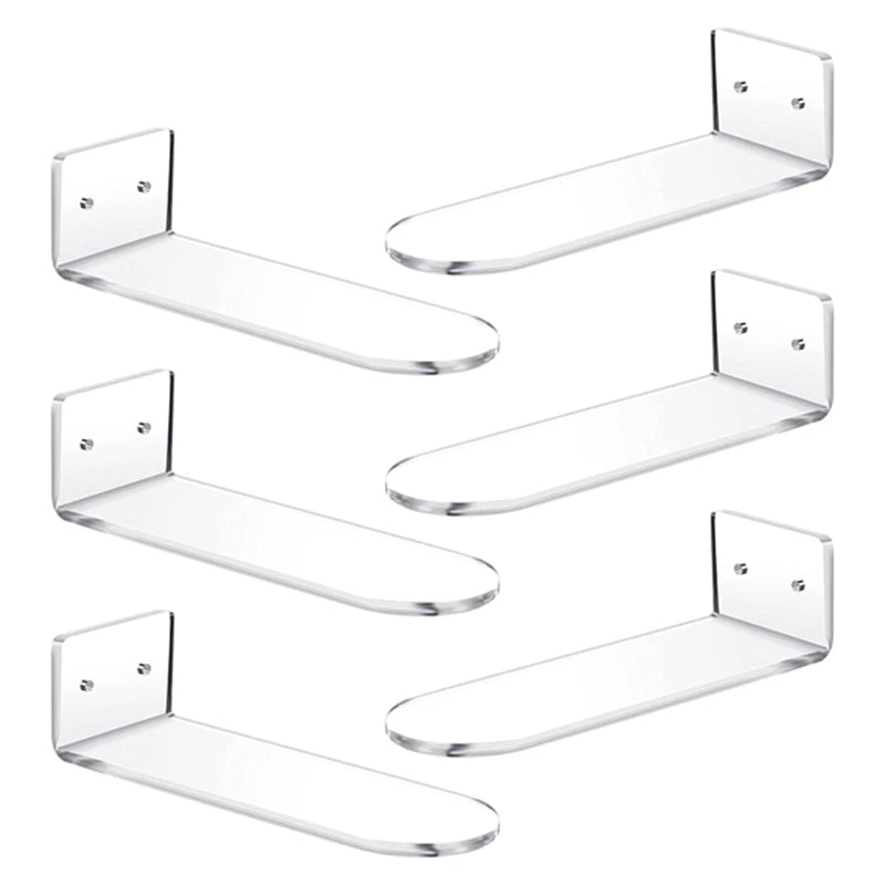 6 Pack Floating Shoe Shelves Acrylic Wall Mounted Display