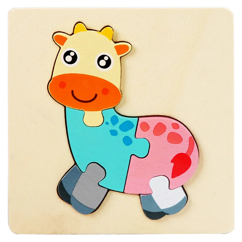 Wooden Puzzle Montessori Colorful Animal Jigsaw Toy for Kids