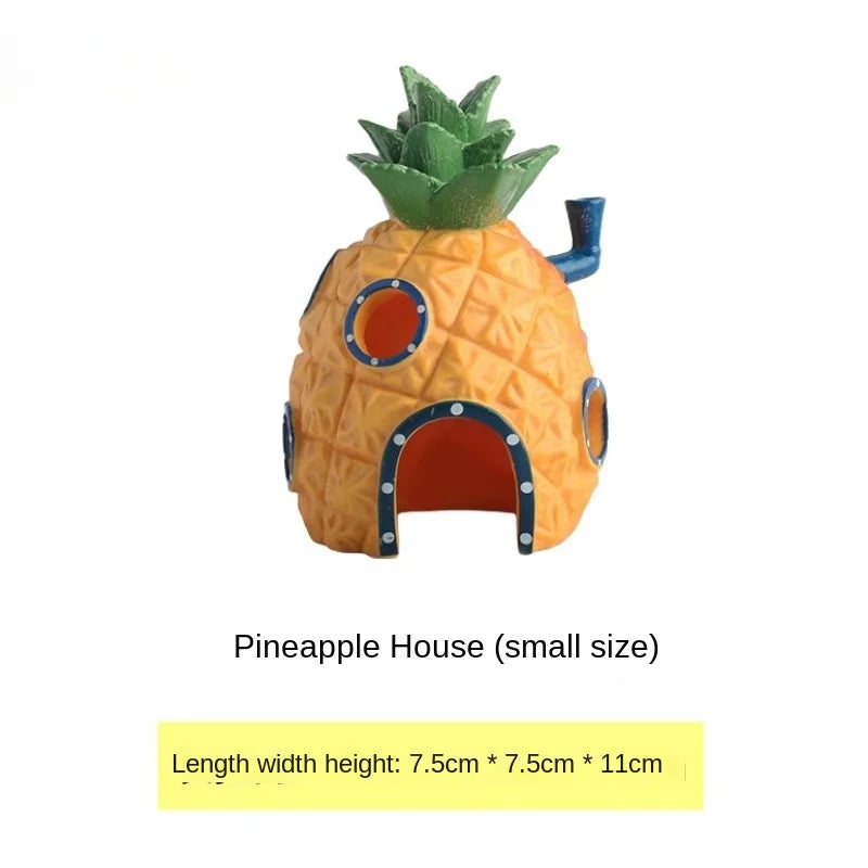 Aquarium Decoration Landscaping Accessories Fish Tank Decoration Cartoon Characters Pineapple House Decoration Fishbowl Supplies