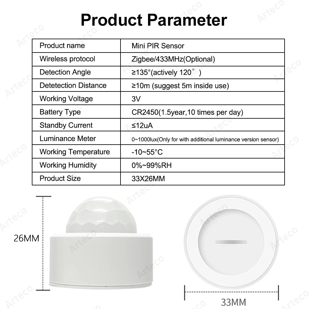 Sensor de movimiento PIR inteligente Zigbee 3.0 Detector de movimiento del cuerpo humano por infrarrojos Sensor de alarma de seguridad Funciona con EWelink Home Assistant