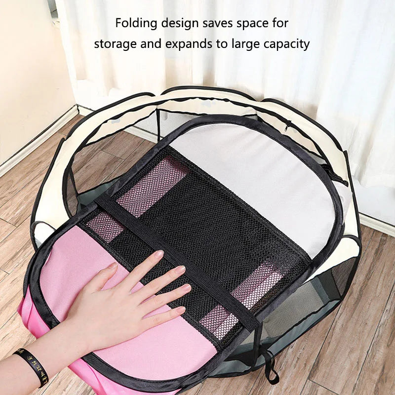 Cats and dogs delivery room pets octagonal cage breathable fence tent scratch-resistant Oxford cloth foldable cat and dog nest