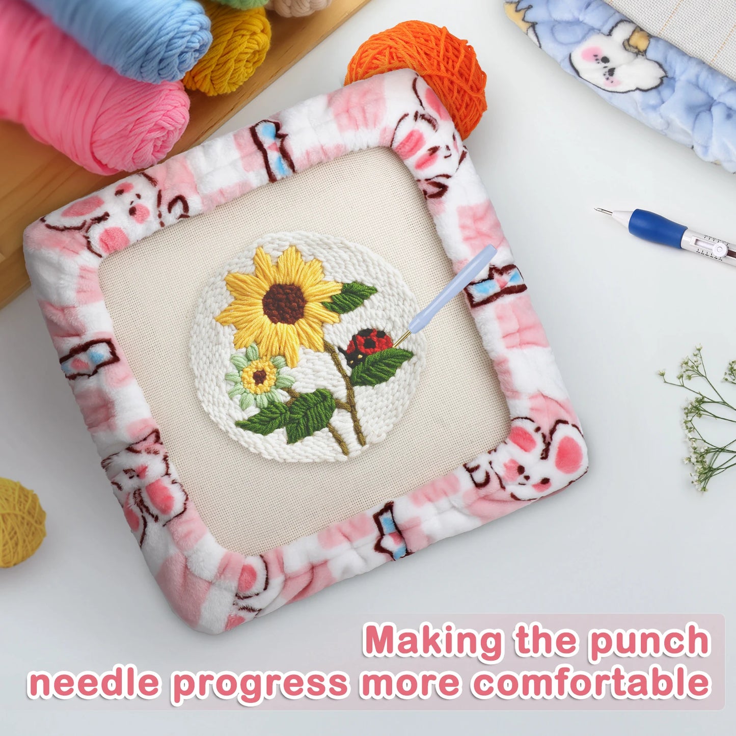 Square Wooden Embroidery Hoop Gripper Strips for Punch Needle Frame Sewing Quilting and DIY Projects