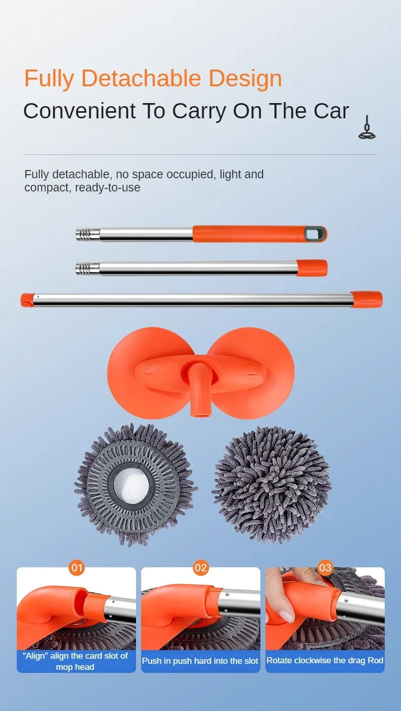 LEIBOO Telescopic Car Cleaning Brush Mop with Double Brush Head for Roof and Window Washing