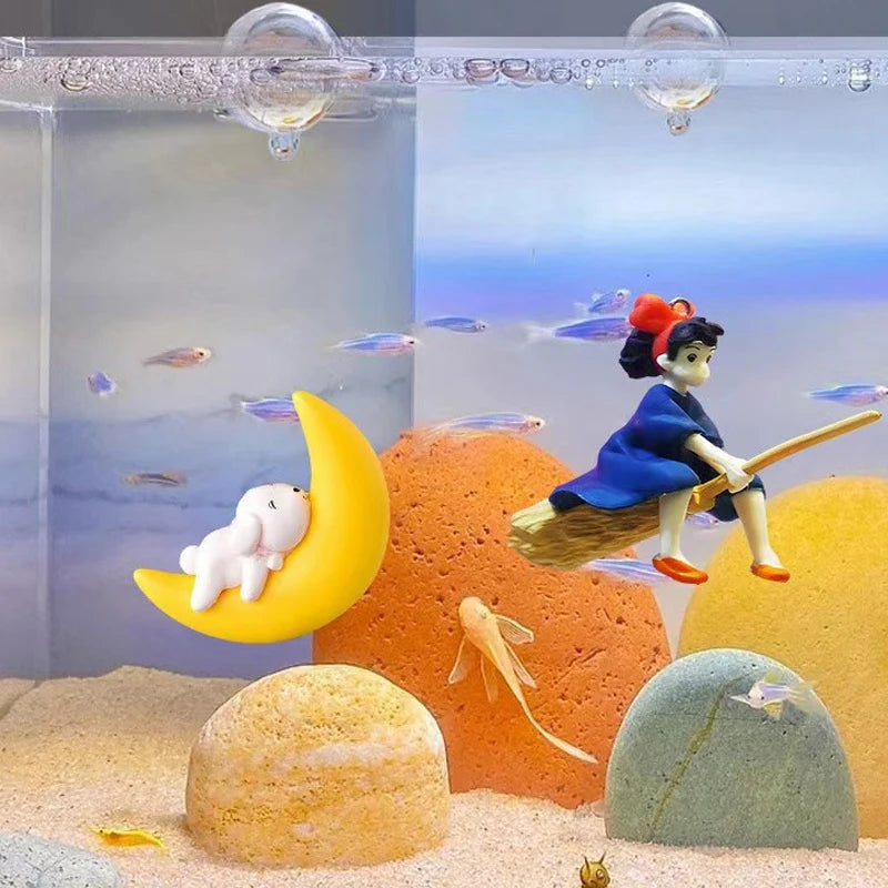 Cartoon Fish Tanks Decor Mini Diver Simulated Floating Mermaid Aquarium Fish Tank Decoration Kiki Pendant Aquarium Accessories