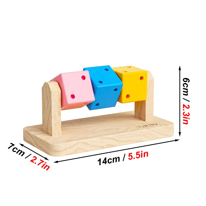 1pc Funny Colorful Wooden Rubik's Cube-shaped Interactive Chewing Toy for Small Pet Birds Parrots Hamsters Boredom Relief Toys