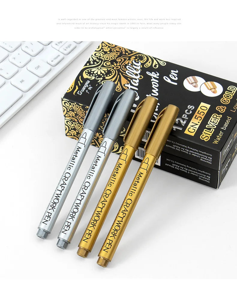 1-4Pcs Metallic Waterproof Marker Pens for DIY Crafting