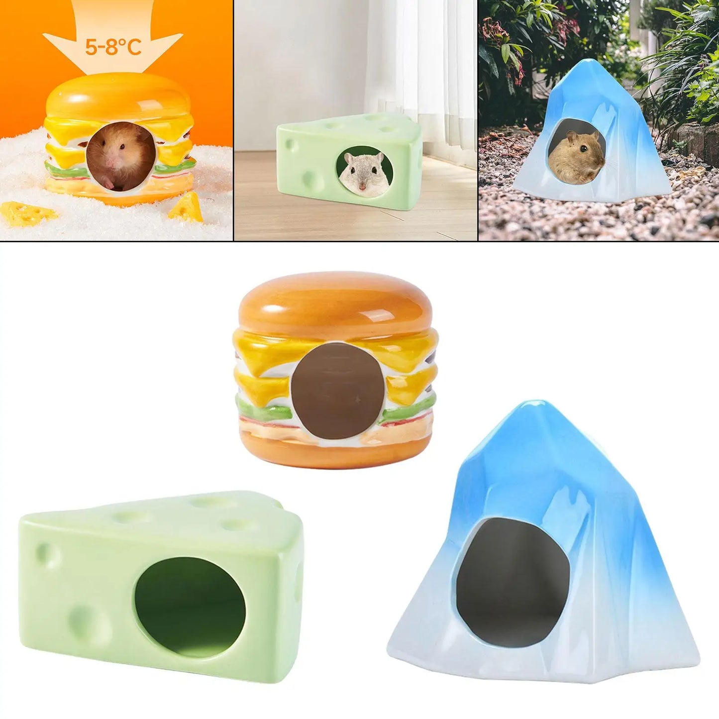 Ceramic Hamster House Creative Cage Accessory Cool Nest Hamster Hideout for Squirrels Small Chinchilla Gerbils Dwarf Hamster
