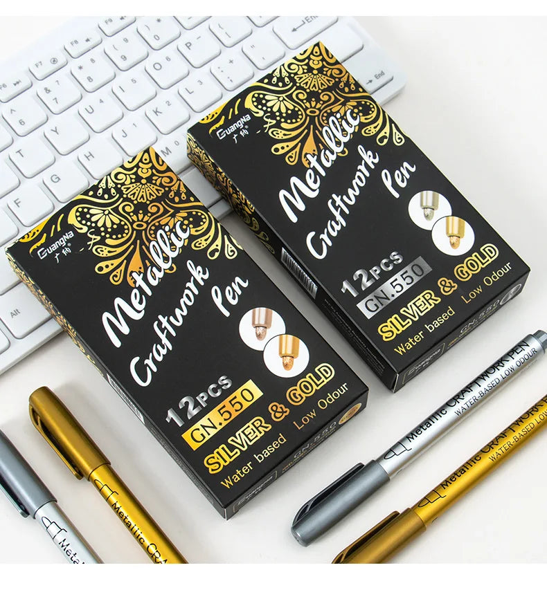 1-4Pcs Metallic Waterproof Marker Pens for DIY Crafting