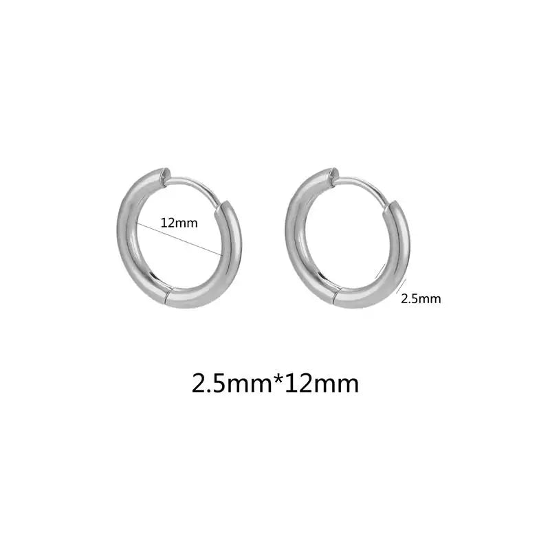 10pcs Stainless Steel Small Hoops Earring Piercing 8-20mm