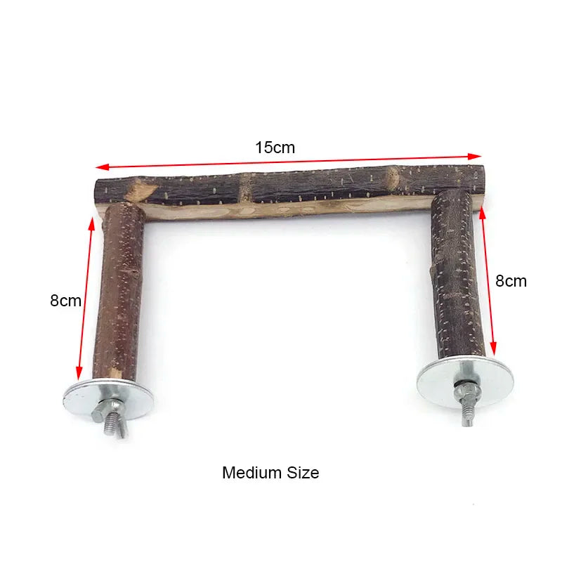 Natural Wood Pet Parrot Raw Wood Fork Tree Branch Stand Rack Squirrel Bird Hamster Branch Perches Chew Bite Toys Stick