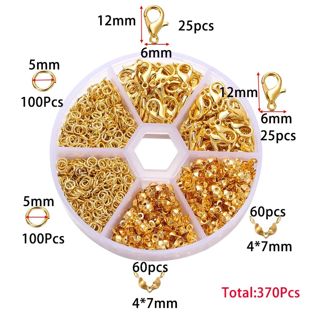 210-400Pcs Box Jewelry Making Kits with Clasp and Jump Rings