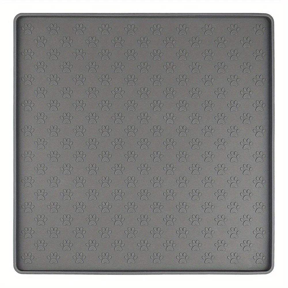 Pet Placemat  Non Slip, Paw Print Design Keeps Floors Spotless  Pets Content, Easy Clean Silicone mat