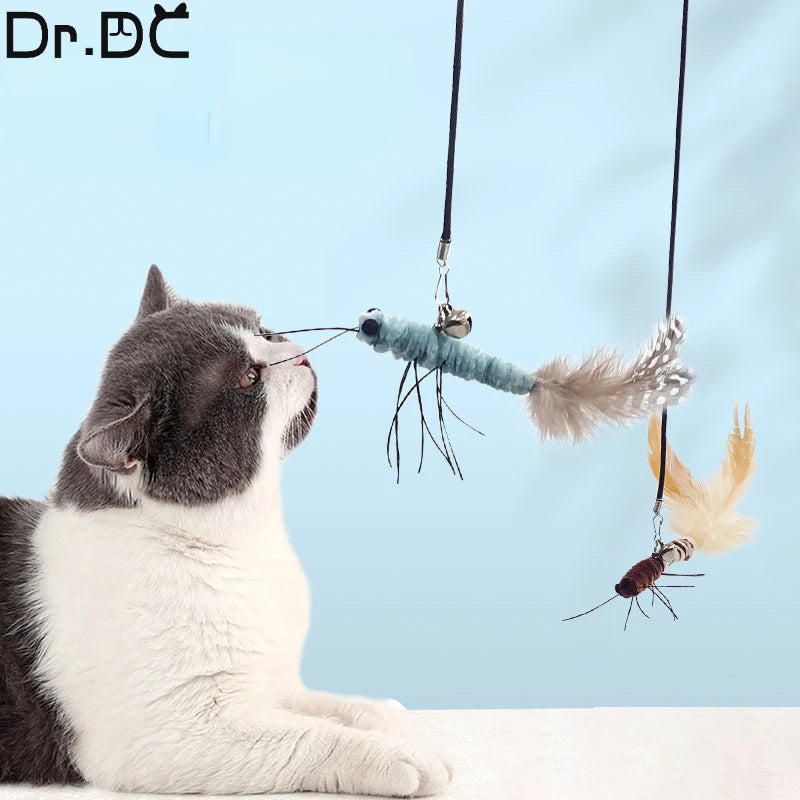 Dr.DC Teasing Cat Stick Head with or without Wire Stick Dragonfly Feather Cat Supplies Interactive Fun Pet Cat Toy Accessories
