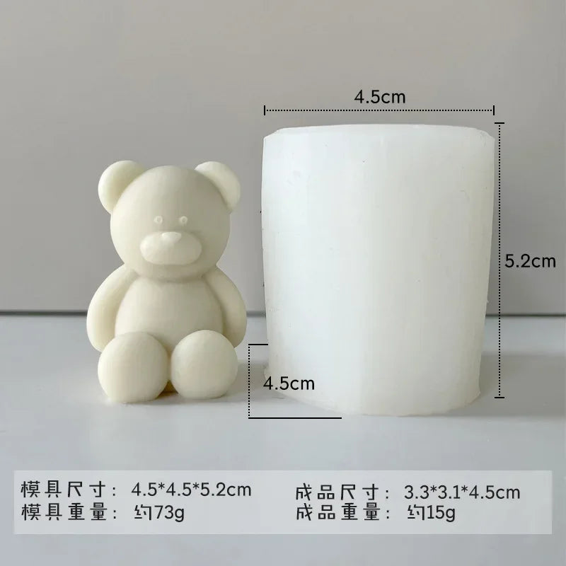 3D Cute Cartoon Bear Silicone Candle Mold Gift Making Kit