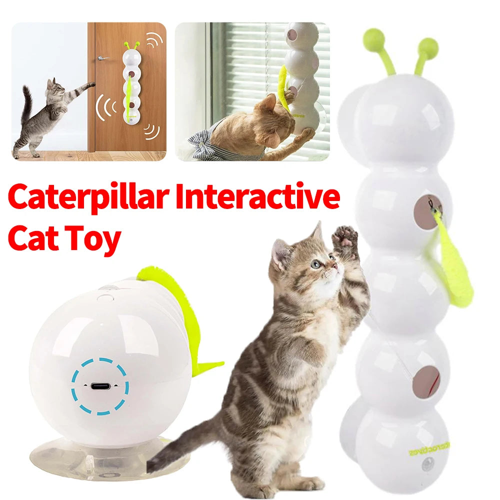 Caterpillar Interactive Cat Toy Motion Activated Teasing Durable Sensing Toy Rechargeable Automatic Toys for Bored Indoor Cats