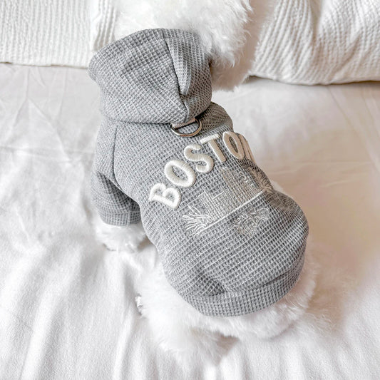 Pet Clothes Dog Cat Out Handsome Cute Casual Comfortable Spring Gray American Boston Sweater