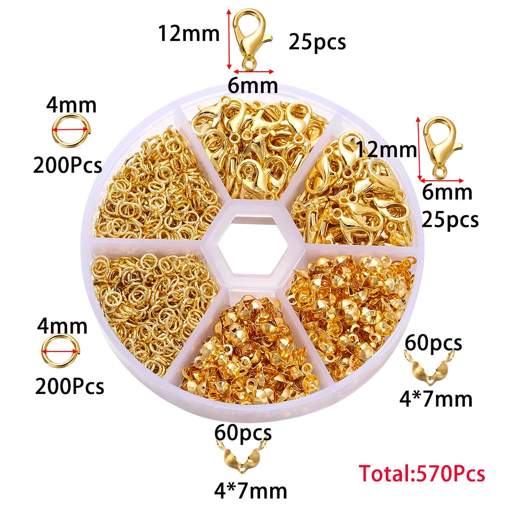 210-400Pcs Box Jewelry Making Kits with Clasp and Jump Rings