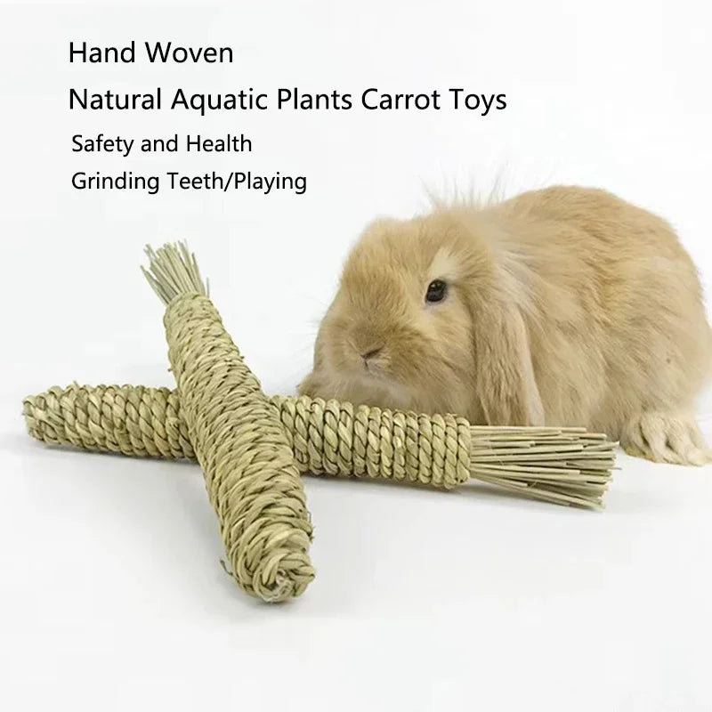 1/2Pcs Natural Straw Rope Carrot Hamster Molar Chew toy Small Pets Toys For Hamster Rabbit Grinding Groducts Gnaw Toy Supplies