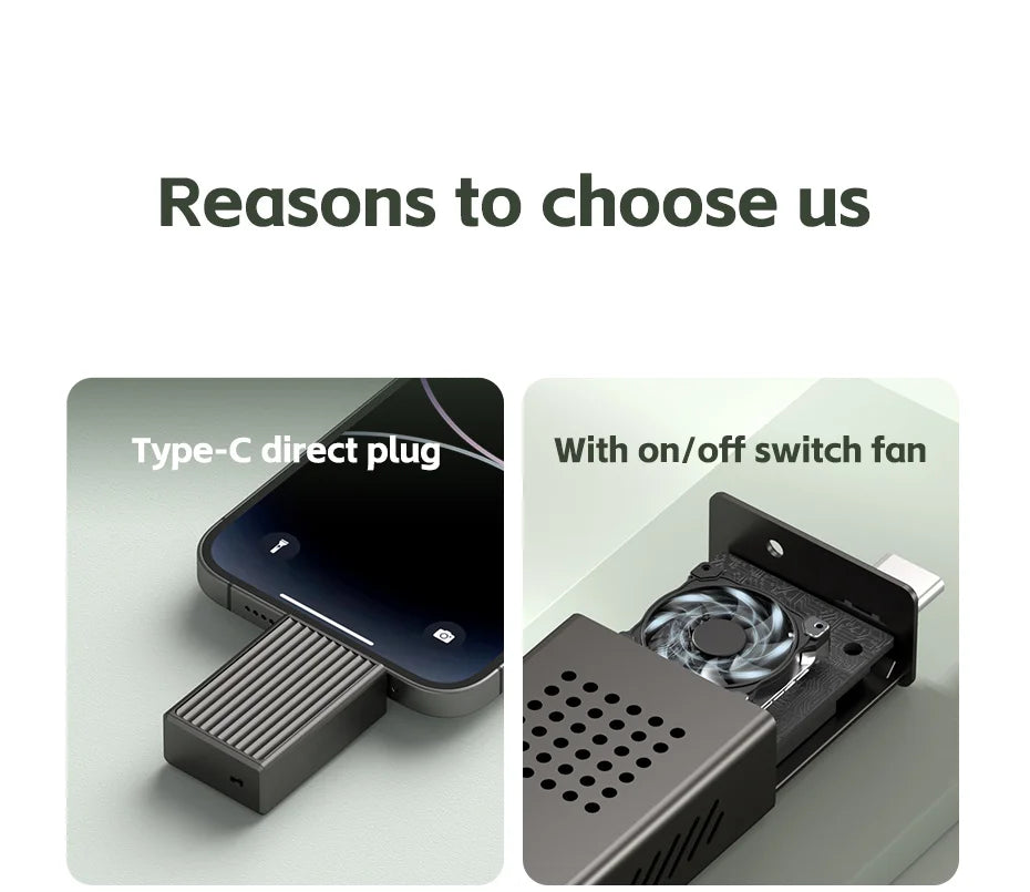 Hagibis 2230 M2 NVMe SSD Enclosure with Cooling Fan USB 3.2 Gen 2 High Speed Storage Case for Laptop iPhone 16 Pro 15 iPad