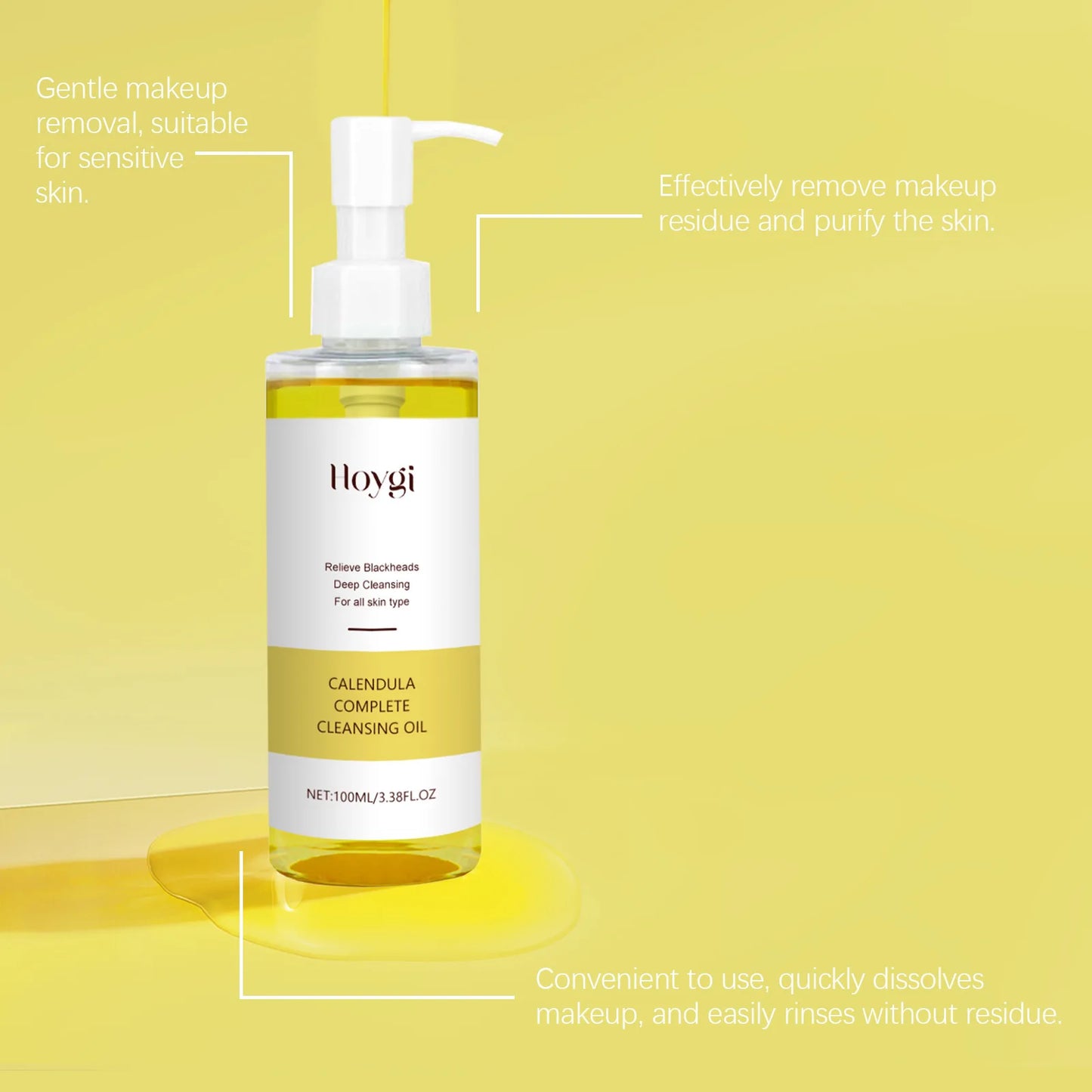 Hoygi Gentle Makeup Remover Oil for Sensitive Skin Refreshing Facial Cleanser with Natural Ingredients
