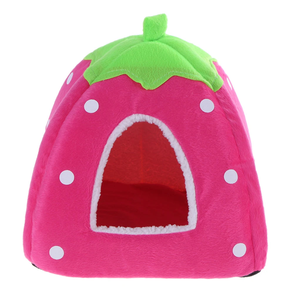 Cute Strawberry Dog Bed Sofa Cave Dual-Purpose Winter Dog Sleeping Bag Washable Foldable Soft Creative Fashion Pet Nest Supplies