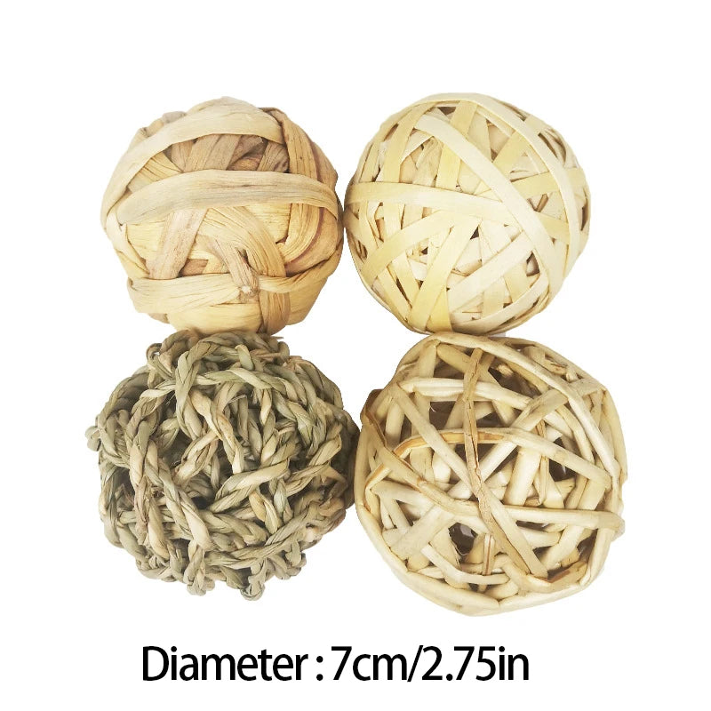 Chewing Braided Ball Guinea Pig Rabbit Hamster Small Animal Play Pet Interactive Chew Toy Natural Grass Ball  hamster toy