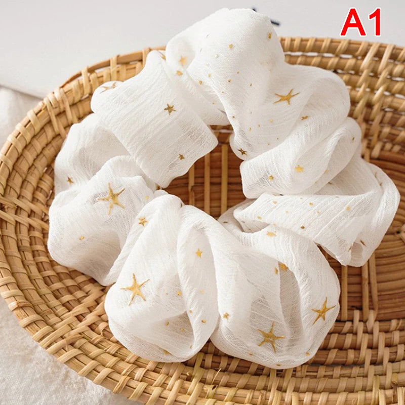 Hair Tie Solid Color Star Dotted Ponytail Accessories