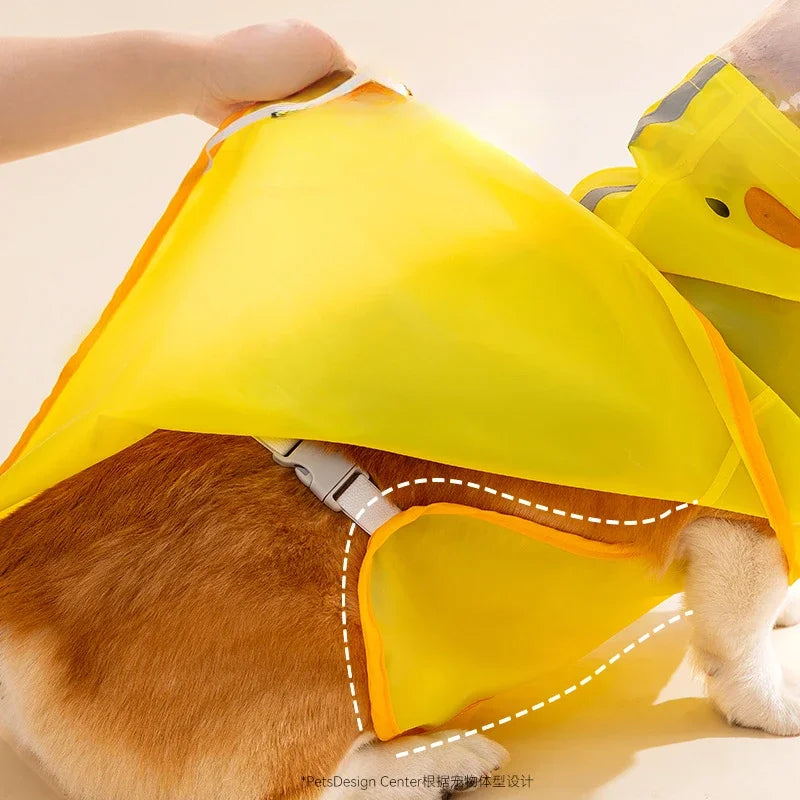 Pet Dog Duck Shape Rainwear Raincoat Puppy Pet Hooded Waterproof Jacket Clothes Soft PVC Small Dogs Raincoat Puppy Rain Poncho