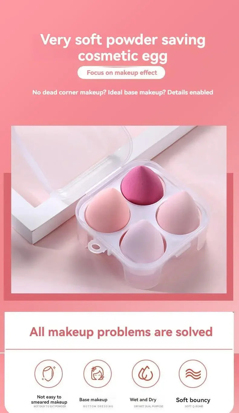 4PCS Ombre Makeup Sponge Set - Latex-Free Blenders for Travel