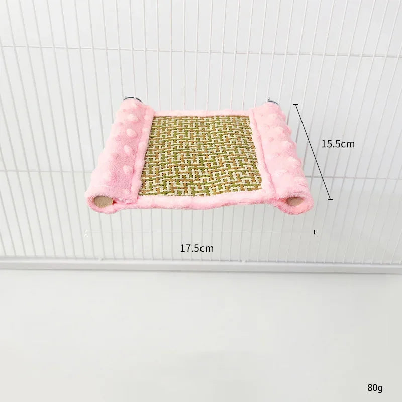 Warm Plush Bird Hammock Parrot Hanging Bed Rattan Bird Sleeping Bed Double Layer Parrot Hamster Hammock Small Pet Supplies