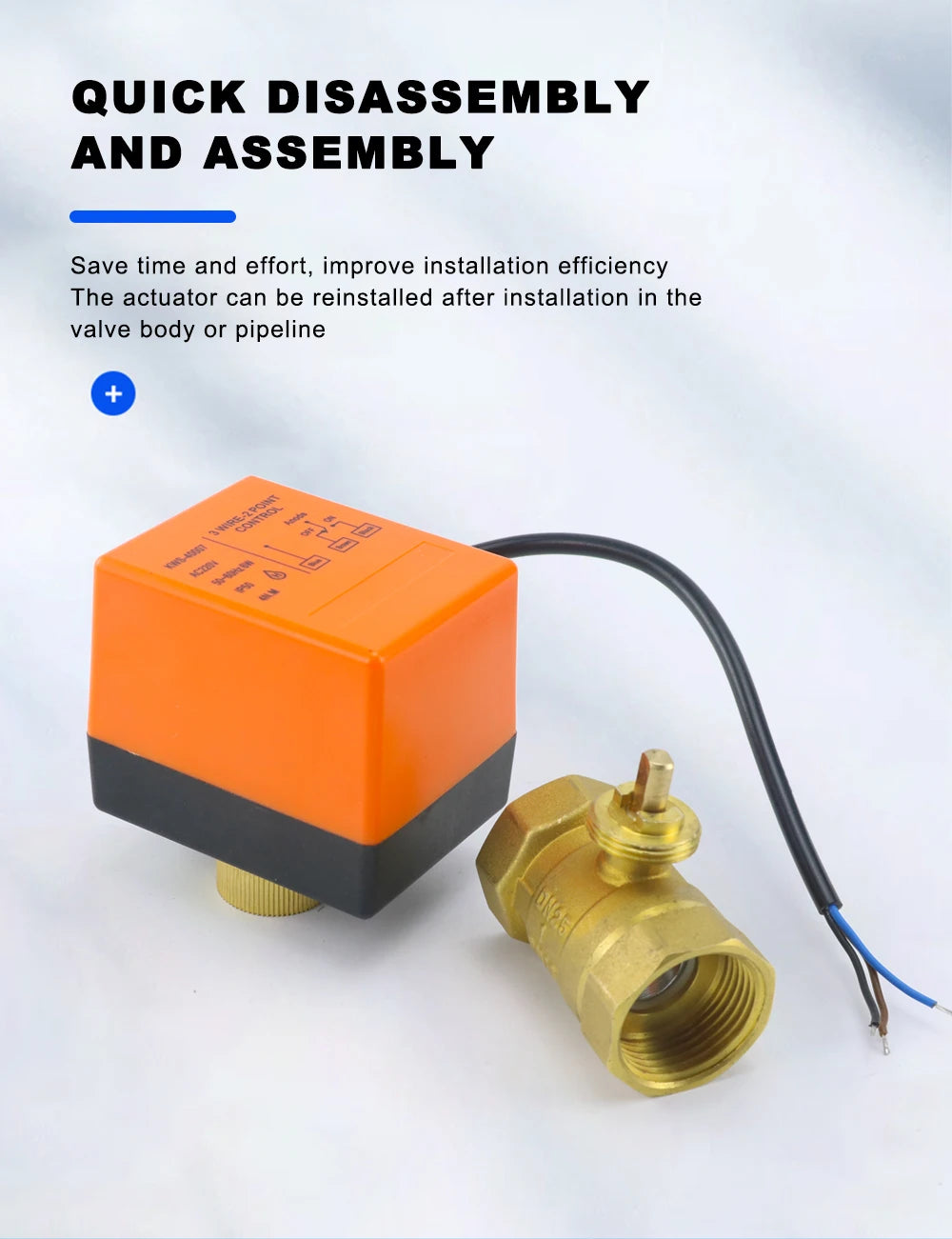 Válvula de bola motorizada de dos vías de latón de 1/2" 3/4" 1" DN15/DN20/DN25 Válvula solenoide eléctrica de dos controles de tres cables 220 V CA 12 V CC