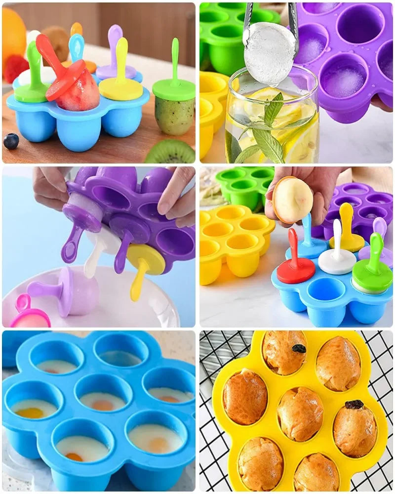 [Hot Sales] Ice Cream Mold Children's Popsicle Mold Food Supplement Box Silicone Ice Tray Ice Lolly Mold Fruit Shake Accessories