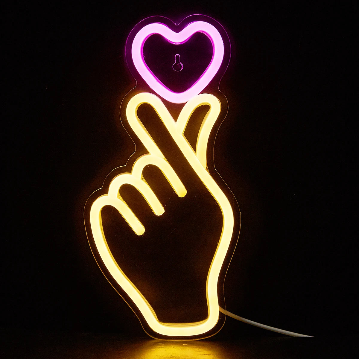 Chi-buy LED Neon Hand Heart USB Night Light 3D Wall Art Decor
