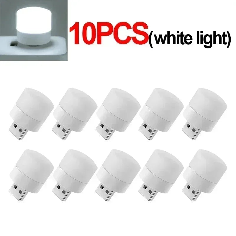 1-20Pcs Mini USB Night Light Warm White Eye Protection LED Lamp