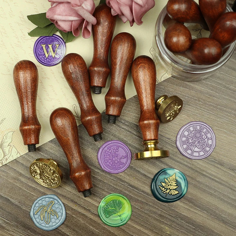 1 Pcs Lacquer Seal Wooden Handle Wax Tool Retro Roller Stamp