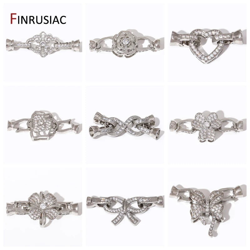 Multi Styles 18K Gold Plated Brass Flower Safety Clasps for DIY Jewelry