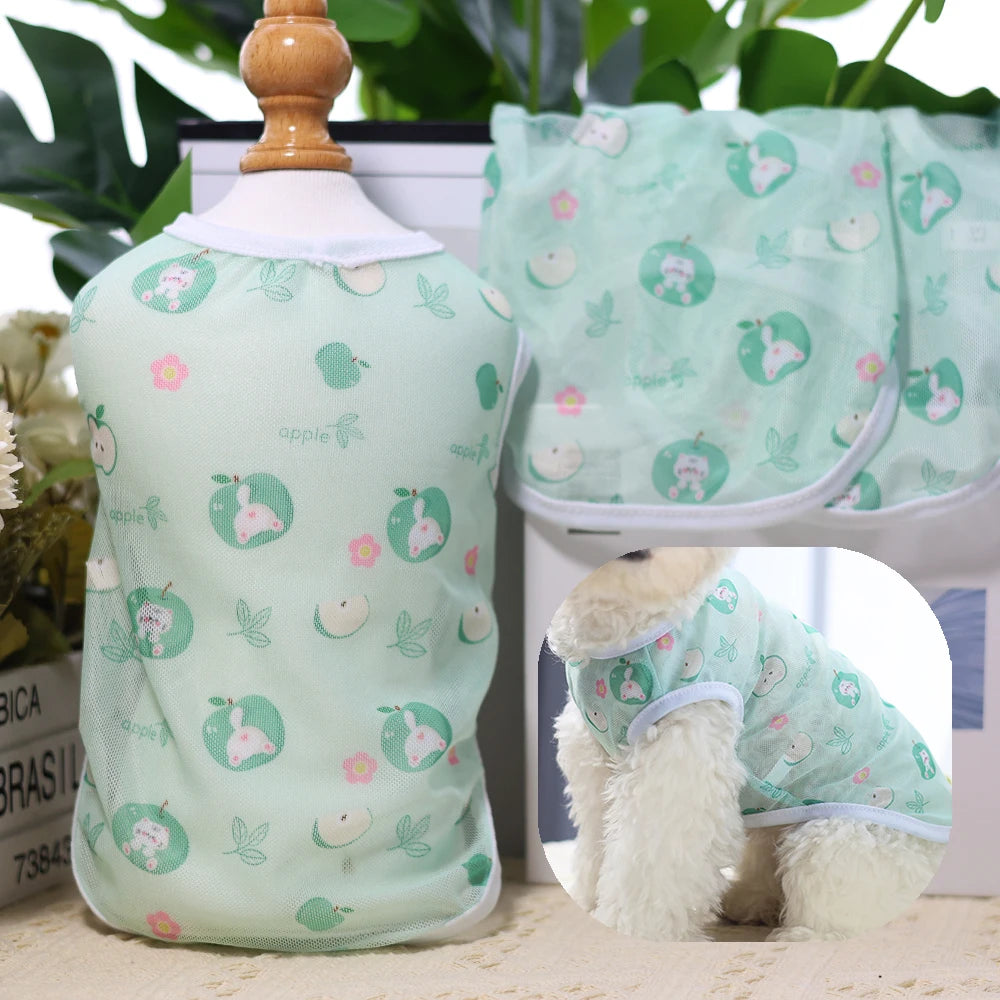Pet clothing original cartoon cute summer westernized thin cat and dog clothing breathable mesh vest cat clothing