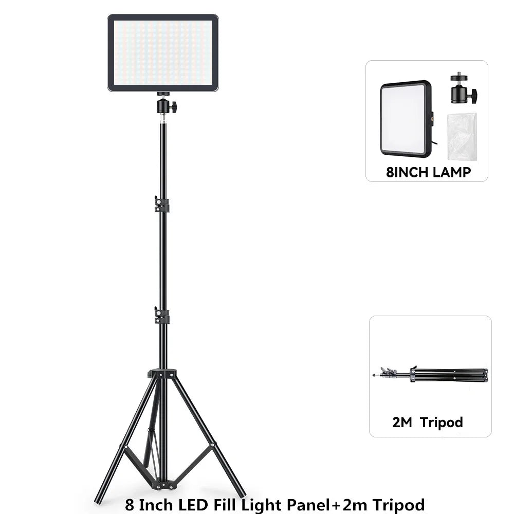 8/12 Inch LED Photography Video Light Panel Kit With Tripod