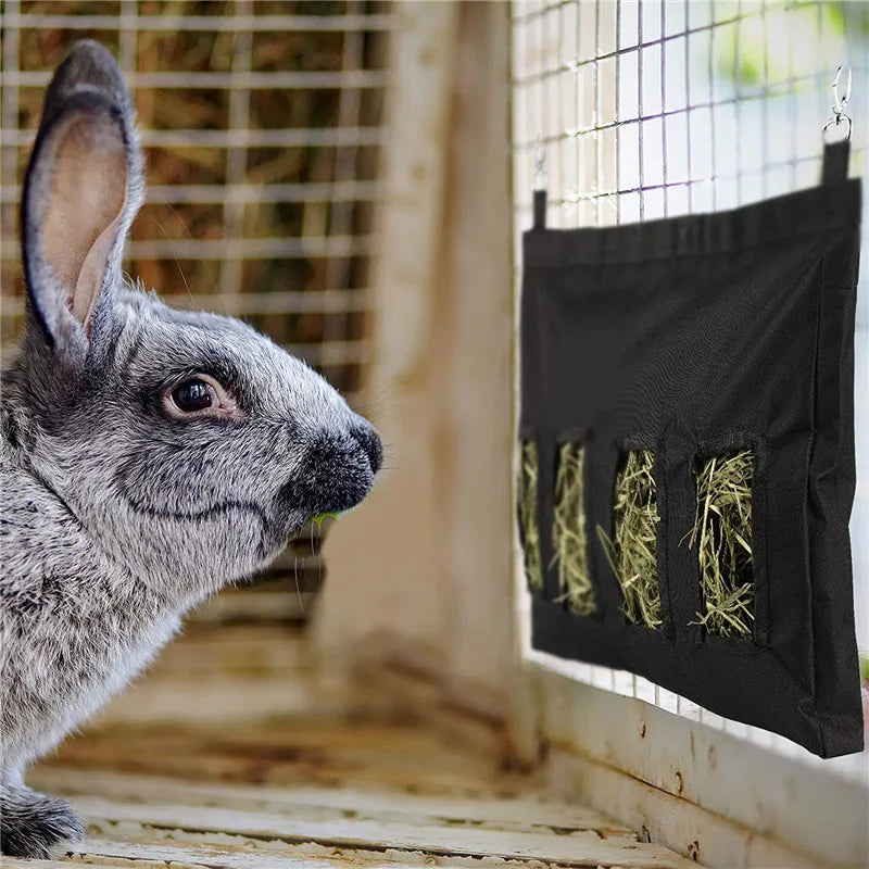 Hay Bag Hanging Pouch Feeder Holder Feeding Dispenser Container for Rabbit Guinea Pig Small Pet Animals Oxford cloth