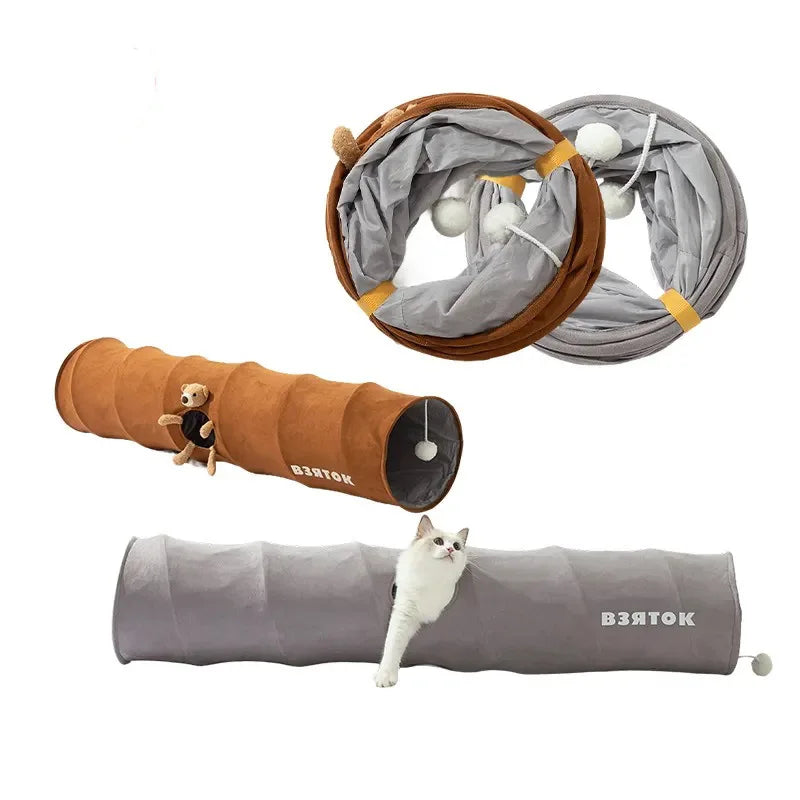 Cat play tunnel interactive toy hide seek tunnel Relieve boredom portable&collapsible easy to store tunnel for Straight tube ﻿
