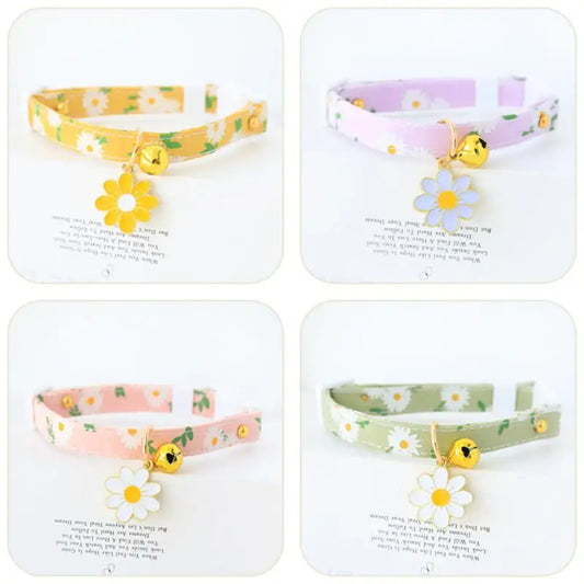Adjustable Beauty Cat Pet Collar with Bell Dog Necklace Cute Kitten Puppy Flower Pendant Cat Accessories Supplier