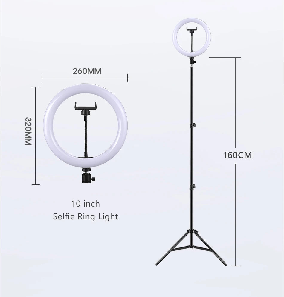 10inch Selfie Ring Light with Tripod for Video Recording