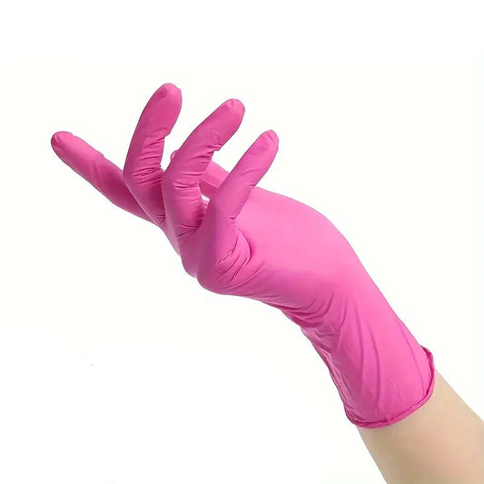 Pink Nitrile Disposable Household Gloves XS to L Elastic Latex Free Waterproof Durable Cleaning Tool